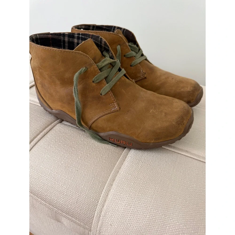 Kuru Mens Quest Chukka Boots Tan Leather Orthotic Support Plaid 10.5 100907
